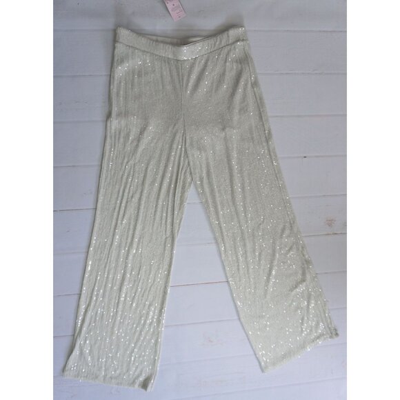Wild Fable Women’s Mid-Rise Gray Wide-Leg Holiday Sequin Pants - Size M, NWT - Picture 2 of 7